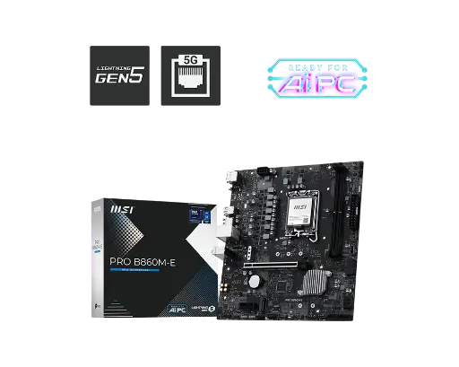 [824142449356] MOTHER INTEL B860M-E MSI PRO LGA1851 2XDDR5 128GB M-ATX PRO B860M-E 12M DE GARANTIA