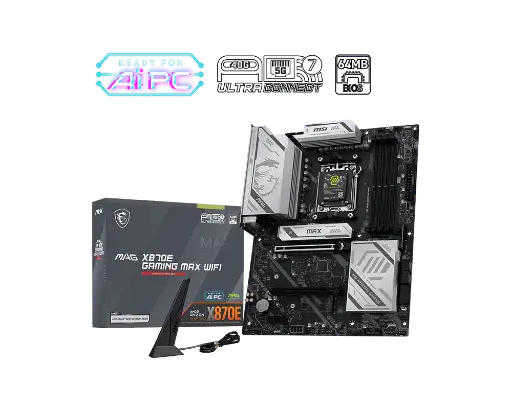 [824142448717] MOTHER AMD X870E WIFI MSI MAG GAMING MAX AM5 4XDDR5 256GB ATX MAG X870E GAMING MAX WIFI 12M DE GARANTIA