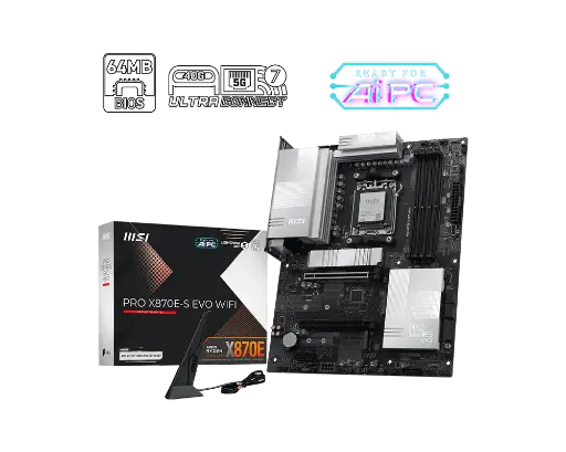[824142450499] MOTHER AMD X870E WIFI MSI PRO AM5 4XDDR5 256GB ATX PRO X870E-S EVO WIFI 12M DE GARANTIA