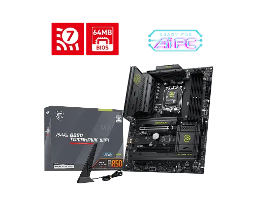 [824142447574] MOTHER AMD B850 WIFI MSI MAG TOMAHAWK AM5 4XDDR5 256GB ATX MAG B850 TOMAHAWK WIFI 12M DE GARANTIA