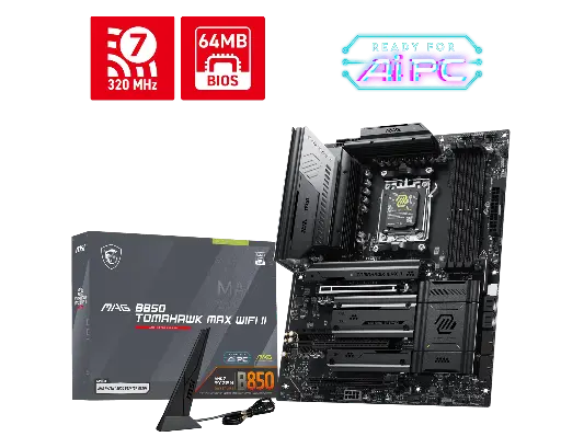 [824142453995] MOTHER AMD B850 WIFI MSI MAG TOMAHAWK MAX II AM5 4XDDR5 256GB ATX MAG B850 TOMAHAWK MAX WIFI II 12M DE GARANTIA