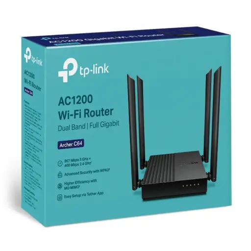 [840460602723] ROUTER TPLINK ARCHER C64 AC1200 1200MB 2.4/5GHZ ARCHER C64(US) 12M DE GARANTIA