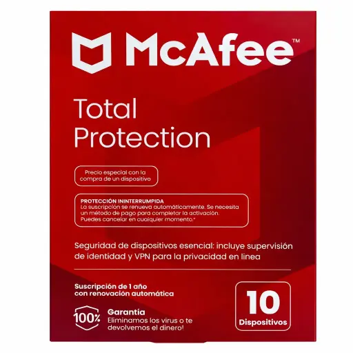 [731944776880] LICENCIA ANTIVIRUS MCAFEE TOTAL PROTECTION 10 DISPOSITIVOS MTP61LNRXRDAM SIN GARANTIA