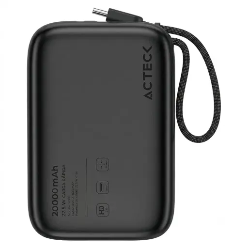 [7506215945608] POWER BANK ACTECK ENERGON GO PLUG MAX PG80 NEGRO 20000MAH USB-C AC-945608 6M DE GARANTIA