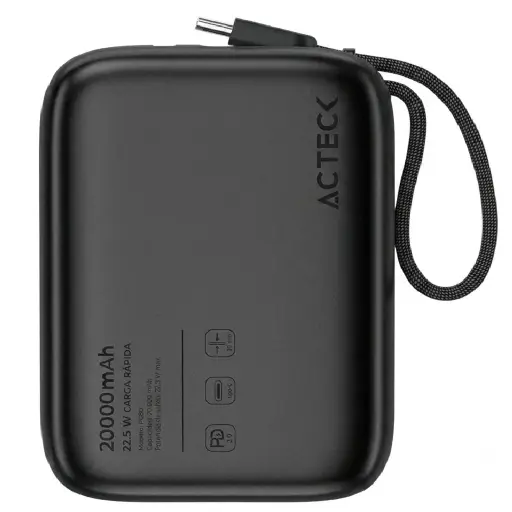 [7506215945615] POWER BANK ACTECK ENERGON GO PLUG PRO PG60 NEGRO 10000MAH USB-C AC-945615 6M DE GARANTIA