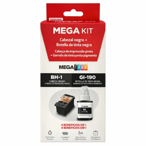 [660685215481] KIT CANON CABEZAL Y TINTA BH-1/GI-190 BK COM/G1110 G1100 G2100 G2110 G3100 G3110 G4100 G4110 0692C004AA SIN GARANTIA